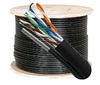 Cat 5E Cable, 1000 ft. Solid, Unshielded, Outdoor, Aerial, w/ Messenger, Black - P/N WC101374