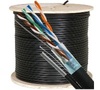 Cat 6 Cable, 1000 ft. Solid, Shielded, Outdoor, Aerial, w/ Messenger, Black - P/N WC101375