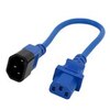 Power Cord, 1 ft, 10A/250V, 18 AWG, IEC C13 / IEC C14, SJT, Blue, UL/CSA - P/N WC541102