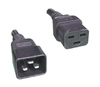 Power Cord, 1 ft, 20A/250V, 12 AWG, IEC C19 / IEC C20, SJT, Black, UL/CSA - P/N WC541220