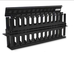 1U double horizontal cable manager, provides additional cable organization.