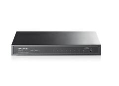 8-port unmanaged smart switch with TP connections for enhanced features.