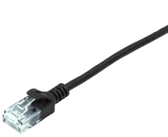 Cat6a unshielded slim patch cable in black, designed for reliable data transmission.