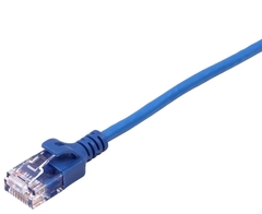 Blue Cat6a unshielded slim patch cable, ideal for high-speed networking.