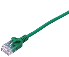 Green Cat6a unshielded slim patch cable, perfect for fast data transmission.