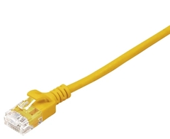 Yellow Cat6a unshielded slim patch cable, ideal for various networking tasks.