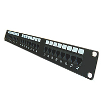 24-port patch panel designed for efficient network management.