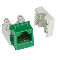 Green RJ45 keystone connector suitable for networking needs.