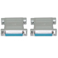 DB25 female to DB25 female null modem adapter for serial connections.