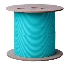 Aqua bulk fiber optic cable, suitable for various networking applications.