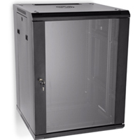 15U fixed wall mount cabinet suitable for organizing network equipment.