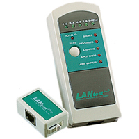 Cable tester for testing various cable types including coaxial and Ethernet.