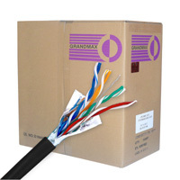 Black Cat5e bulk STP cable, providing improved shielding for data integrity.