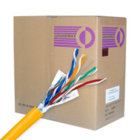 Yellow Cat5e bulk STP cable, ideal for color-coded installations.