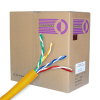 Yellow Cat5e bulk UTP cable, perfect for data communication.