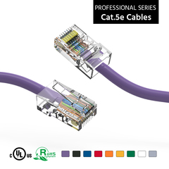 Purple Cat5e patch cable, used for network connections.