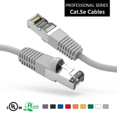 4-foot gray booted Cat5e shielded patch cable, suitable for network connections.
