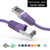 Cat5e shielded patch cable with purple boot, suitable for home or office networks.