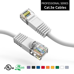 White booted Cat5e patch cable, suitable for professional installations.