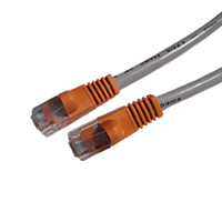 Cat5e crossover cable, designed for connecting two devices directly without a hub.