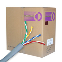 Gray Cat6 bulk UTP cable for versatile networking applications.