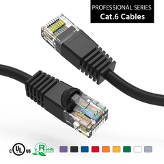 Cat6 patch cable with black boot, used for various networking setups.