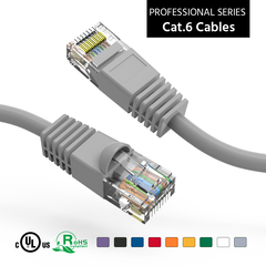 Cat6 patch cable with gray boot, ideal for versatile networking applications.