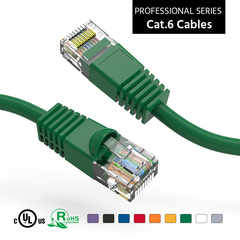 Cat6 patch cable with green boot, suitable for networking tasks.