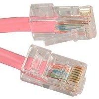 Pink Cat6 patch cable, designed for network applications, enhances connectivity.
