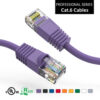 Cat6 patch cable with purple boot, used for network connectivity.