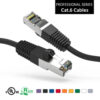 Cat6 shielded patch cable with black boot, designed for reliable network connections.