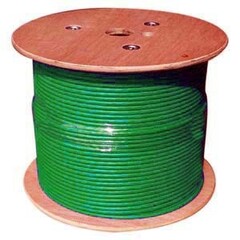 Green Cat6A cable suitable for high-performance networking.