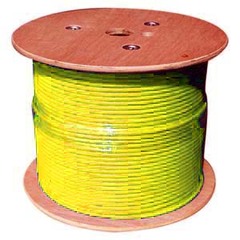 Yellow Cat6A cable providing high-speed network connectivity.