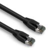 Black Cat8 shielded patch cable, engineered for high-performance data transfer.