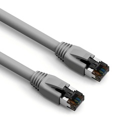 Cat 8 gray shielded patch cable, ideal for network connectivity.
