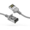 Cat8 gray shielded slimline patch cable with connectors on each end.