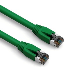 Cat 8 green shielded patch cable, excellent for data-intensive applications.