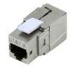 Cat8 keystone jack designed for high-speed data applications.