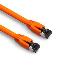 Cat8 orange shielded patch cable, designed for high-speed networking.