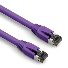 Cat 8 purple shielded patch cable, designed for high bandwidth applications.
