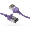 Cat8 purple shielded slimline patch cable with connectors on each end.