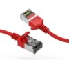 Cat8 red shielded slimline patch cable featuring connectors on both ends.