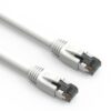 Cat 8 white shielded patch cable, high-speed Ethernet connection.