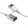 Cat 8 white shielded slimline patch cable, 1.5 feet long, suitable for high-speed internet connections.