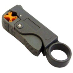 Coaxial stripping tool for preparing cables for installation.