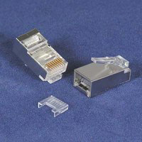 Shielded Cat6 RJ45 connector with load bar for enhanced performance.