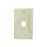 Beige single port keystone faceplate suitable for network and audio/video applications.