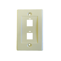 Beige two port keystone faceplate for dual network connections in a clean finish.