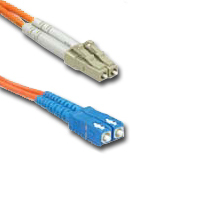 Fiber optic LC to SC multimode cable, 1 connector, optimized for high-speed connections.
