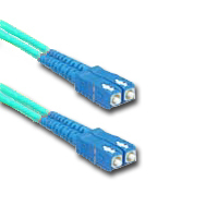 OM3 fiber optic cable featuring SC connectors, ideal for fiber optic networks.